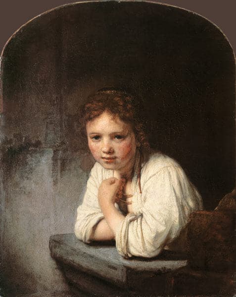 Giovane ragazza alla finestra – Rembrandt van Rijn Rembrandt van Rijn 70x85