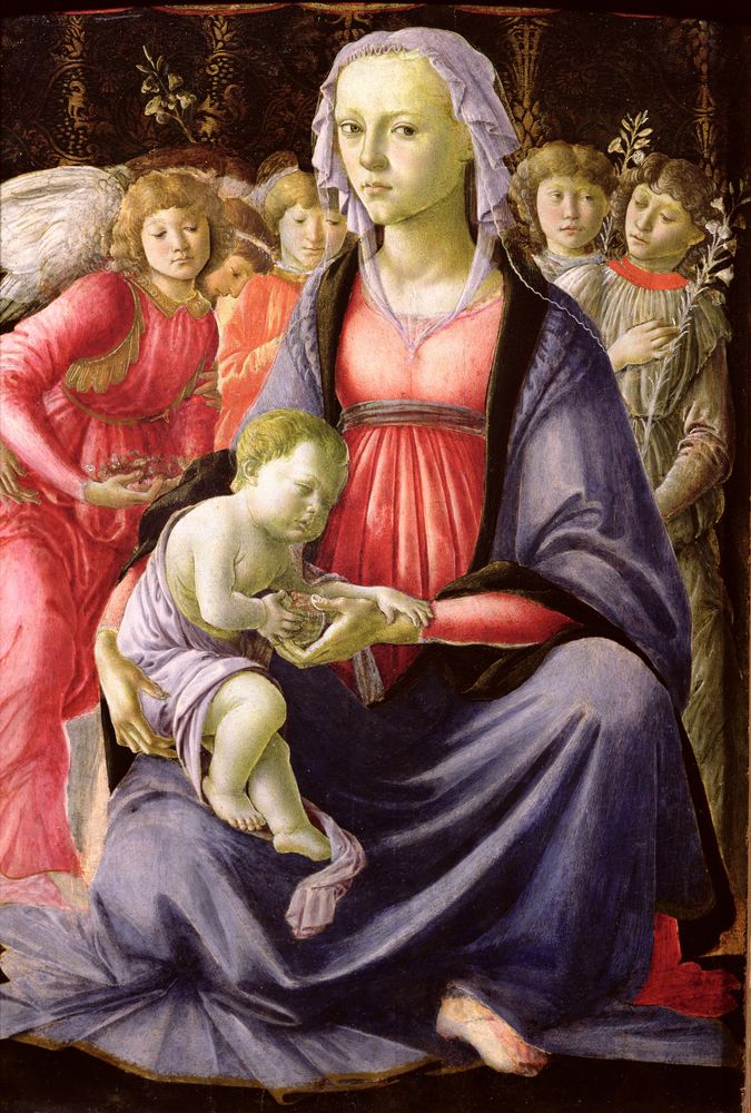 La Vergine e il Bambino circondati da cinque angeli – Sandro Botticelli Sandro Botticelli 70x105