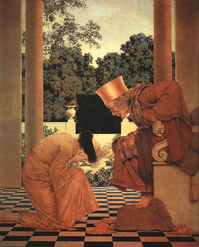 Lady Ursula in ginocchio davanti a Pompdebile (estratto da The Knave of Hearts) – Maxfield Parrish Maxfield Parrish 70x85