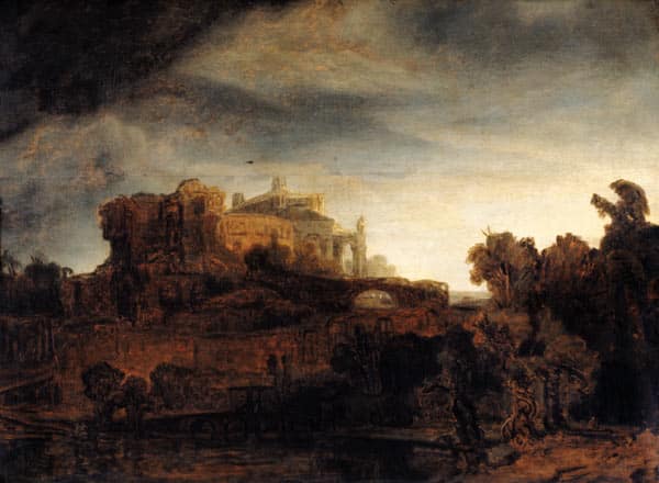 Paesaggio con un castello – Rembrandt van Rijn Rembrandt van Rijn 105x70