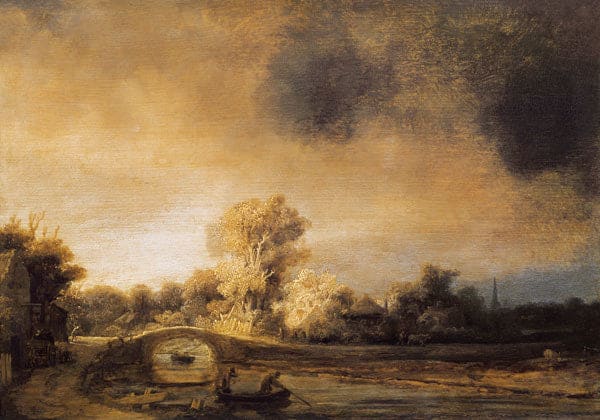 Rembrandt, Paesaggio con ponte di pietra – Rembrandt van Rijn Rembrandt van Rijn 105x70