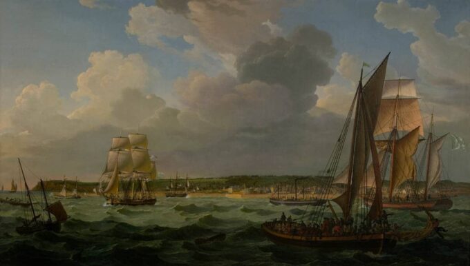 Il porto del Havre verso il 1824, visto dal mare – Louis Philippe Crepin Louis-Philippe Crépin 120x70