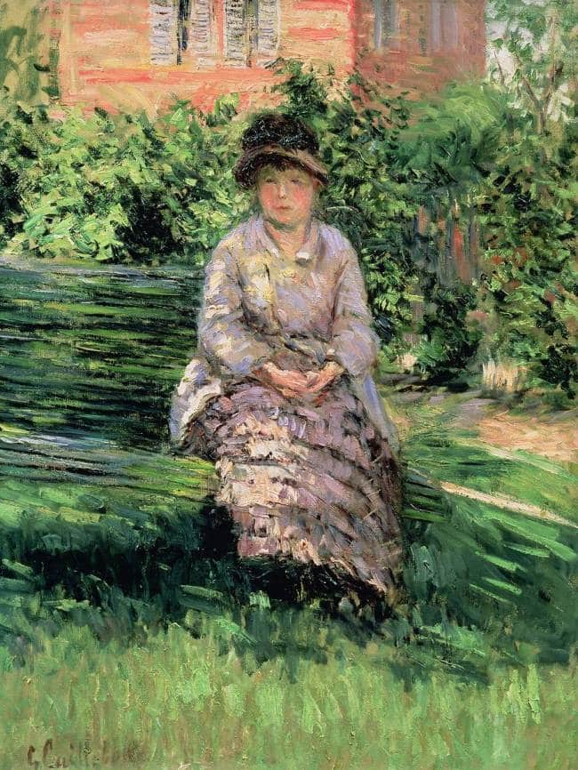 Madame Renoir (1860-1915) nel giardino del Petit-Gennevilliers – Caillebotte Gustave Caillebotte 70x85