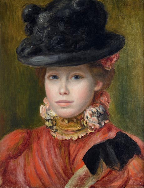 Ragazza con cappello nero e fiori rossi – Pierre-Auguste Renoir Pierre-Auguste Renoir 70x85