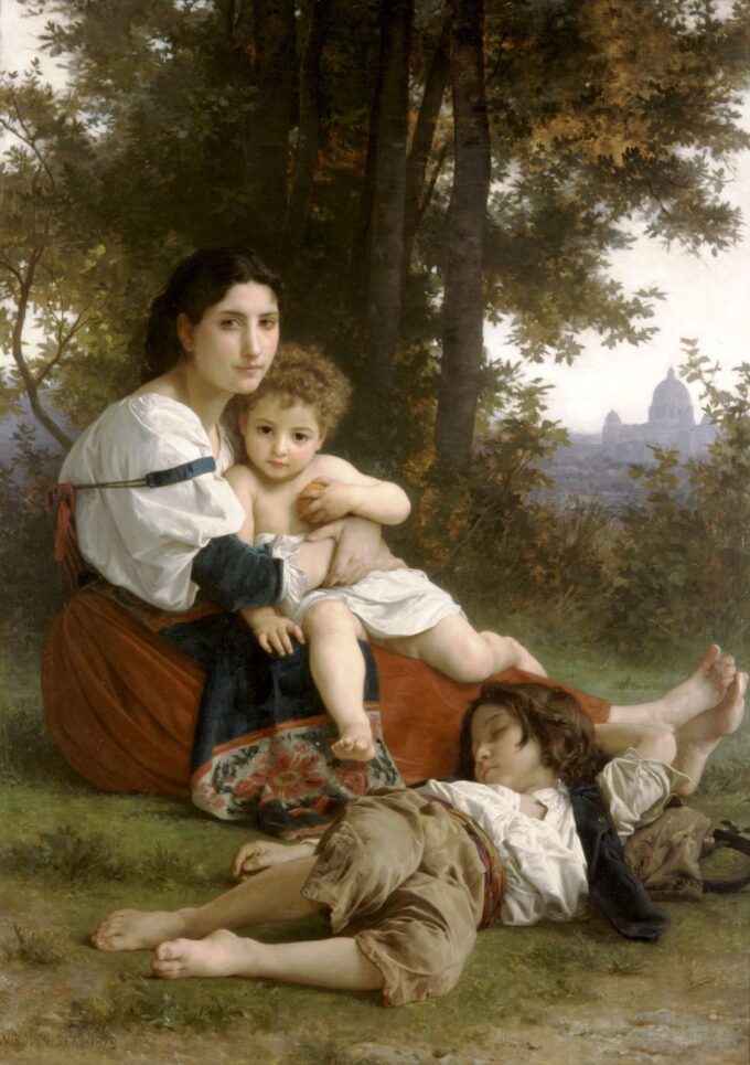 Madre e bambini – William Bouguereau William Bouguereau 70x105