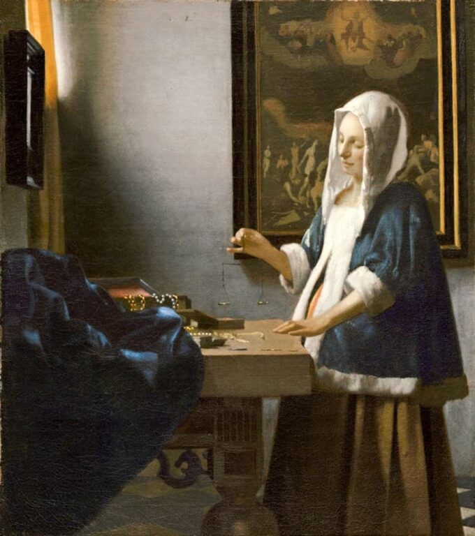 La donna con la bilancia – Johannes Vermeer Jan Vermeer 70x70