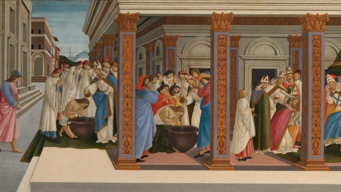 La giovinezza e il primo miracolo di San Zenobio – Sandro Botticelli Sandro Botticelli 120x70