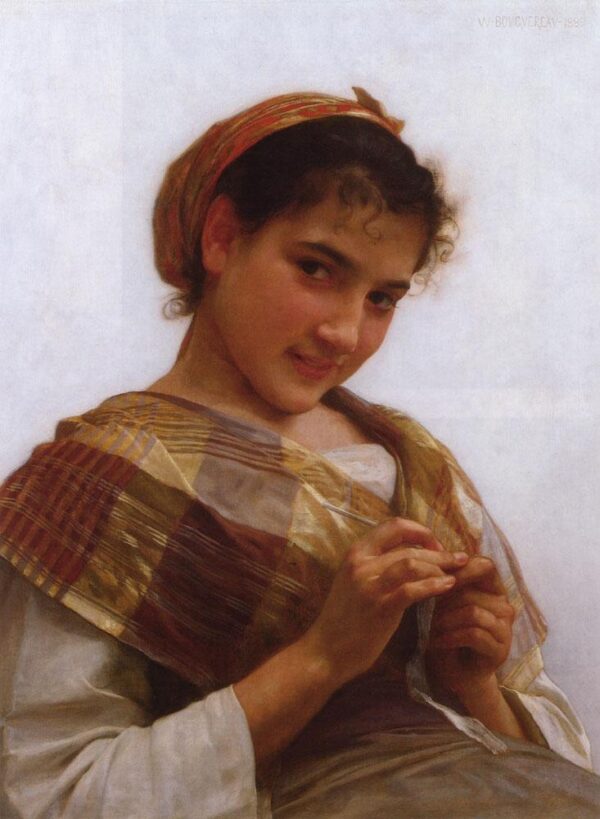 Ritratto di una giovane ragazza all’uncinetto – William Bouguereau William Bouguereau 70x105