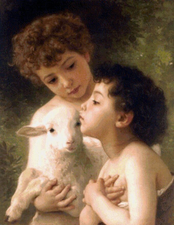 Bambini con agnello – William Bouguereau William Bouguereau 70x85