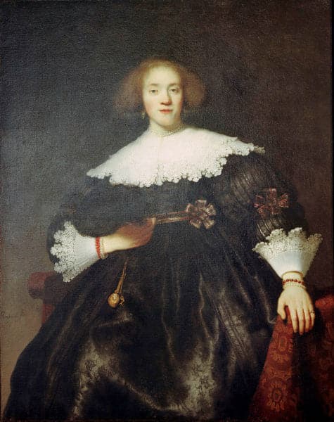 Ritratto di una donna con un ventaglio – Rembrandt van Rijn Rembrandt van Rijn 70x85