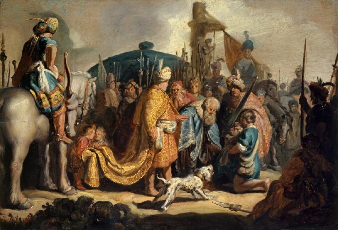 David presenta la testa di Golia al re Saul – Rembrandt van Rijn Rembrandt van Rijn 105x70