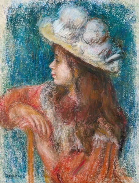 Giovane ragazza seduta con un cappello bianco – Pierre-Auguste Renoir Pierre-Auguste Renoir 70x85