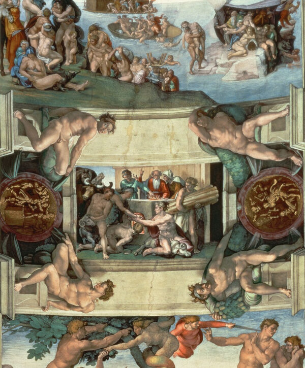 Plafond della Cappella Sistina (1508-12): Il Sacrificio di Noè – Michelangelo Michelangelo Buonarroti 70x85