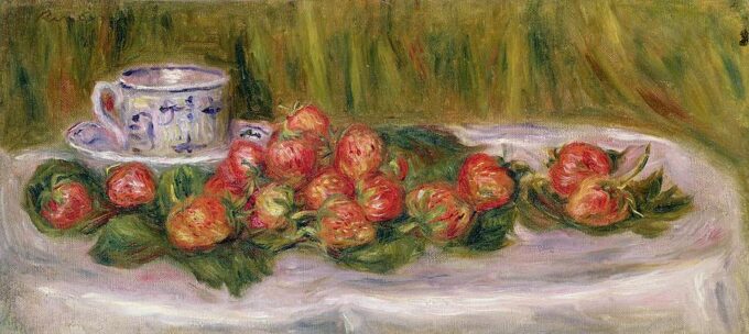 Natura morta con fragole e una tazza da tè – Pierre-Auguste Renoir Pierre-Auguste Renoir 160x70