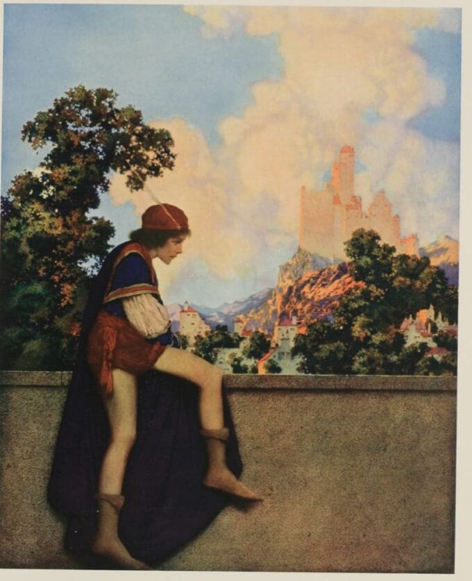 Il Fante di Cuori guarda Lady Violetta partire – Maxfield Parrish Maxfield Parrish 70x85