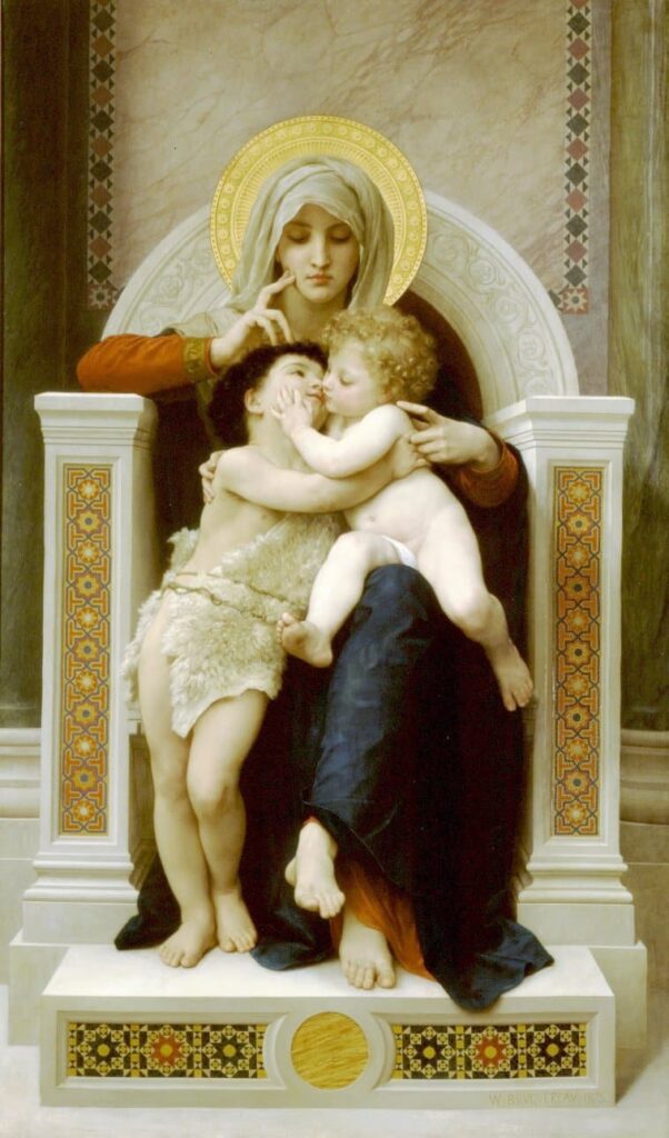 La Vergine, Gesù e San Giovanni Battista di William Bouguereau Quadri Popolari 70x120