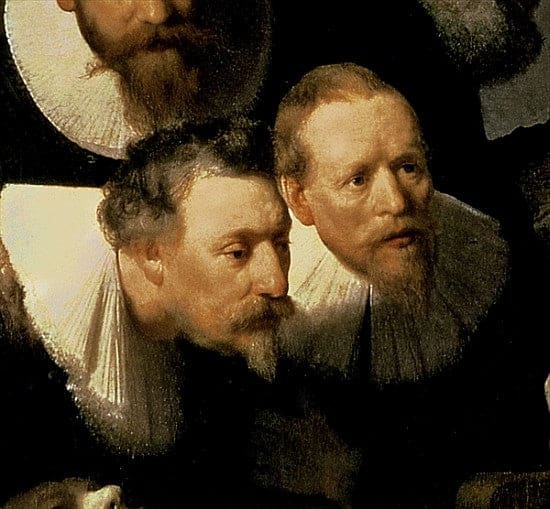 La lezione di anatomia del Dr. Nicolaes Tulp, 1632 (dettaglio 7543) – Rembrandt van Rijn Rembrandt van Rijn 70x70