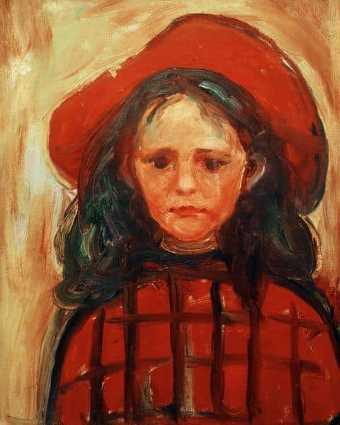 Ragazza in abito rosso a quadri e cappello rosso – Edvard Munch Edvard Munch 70x85