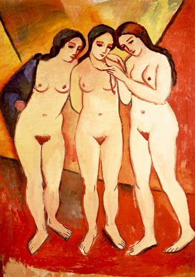 Tre ragazze nude (rosso e arancione) – August Macke August Macke 70x105