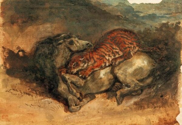 Tigre che attacca un cavallo – Eugène Delacroix Eugène Delacroix 105x70