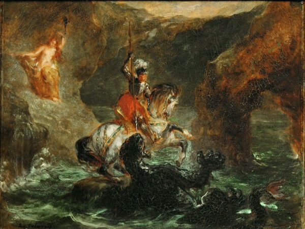 San Giorgio nella lotta con il drago – Eugène Delacroix Eugène Delacroix 85x75