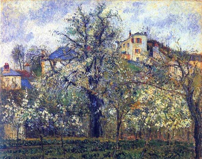 L’orto con alberi in fiore, primavera, Pontoise – Camille Pissarro Camille Pissarro 85x75