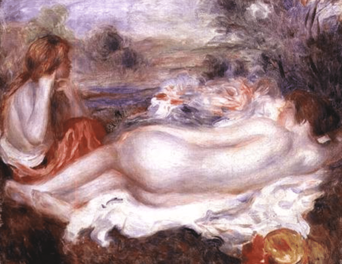 Bagno allungato e una giovane ragazza che si pettina – Pierre-Auguste Renoir Pierre-Auguste Renoir 85x75