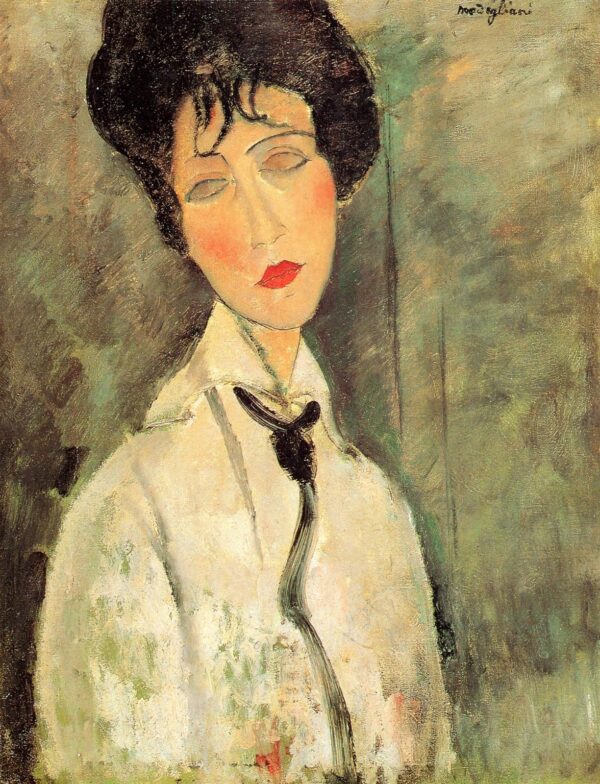 Ritratto di una donna con cravatta nera – Amadeo Modigliani Amedeo Modigliani 70x85