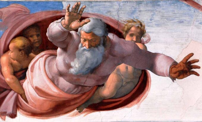 Chapelle Sistina: Dio che divide le acque e la terra (prima del restauro) (dettaglio) – Michelangelo Michelangelo Buonarroti 120x70