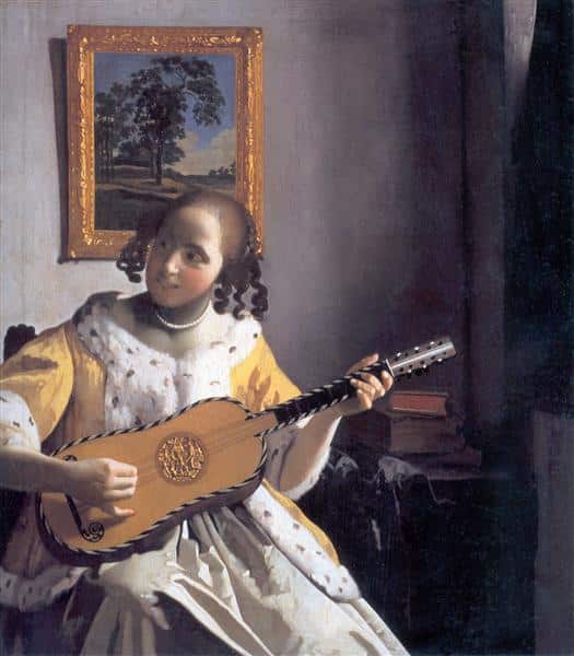 Una donna che suona la chitarra – Johannes Vermeer Jan Vermeer 70x70