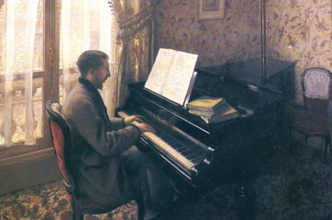 Giovane uomo che suona il pianoforte – Caillebotte Gustave Caillebotte 105x70